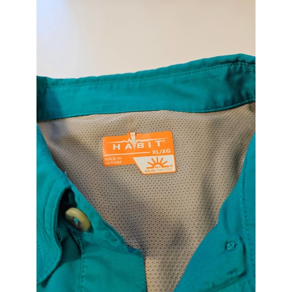 Habit fishing shirt men's XL Short Sleeve Vented performance teal button up - Picture 5 of 8